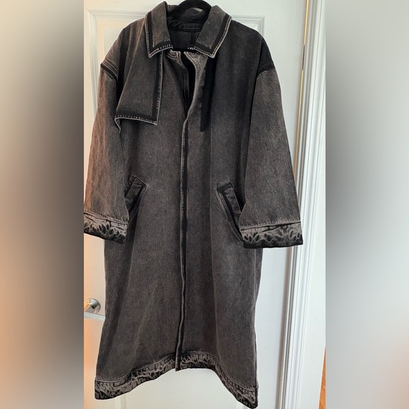 ZARA Denim Oversized Trench Coat – L/XL – Black - Picture 15 of 16